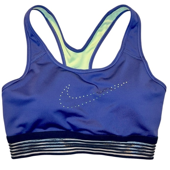 Nike Women’s Dri-FIT Purple/mint Sports Bra - Size Medium w/ removable pads - Picture 1 of 6